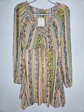 Wonderly Yellow Floral Stripe Tunic